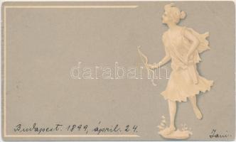 1899 Lady with bow, litho (EK)