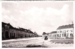 Élesd, Felszabadulás tét, Hangya, Sulla Béla korlátlan italmérése, Dohányáruda, Novák Kálmán üzlete, Ösztreicher Sándor Divatszabósága / square, shops, tobacco shop