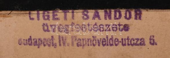 Ligeti Sándor: Ablaküveg tervrajz. Vegyes technika, papír, pecséttel jelzett, sérült, 30×21 cm