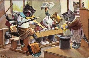 Cats in school, T.S.N. Serie 1879 s: Arthur Thiele