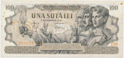 Románia 1947. 100L T:III Romania 1947. 100 Lei C:F