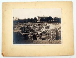 Aquincum, kartonra ragasztott fotó, hátulján feliratozva, 17×23 cm /  The ruins of Aquincum, photo on cardboard, with inscription on it back, 17×23 cm