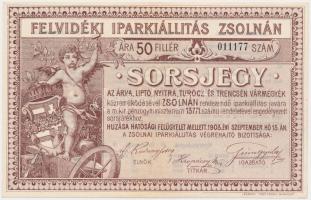 1903. "Felvidéki Iparkiállítás Zsolnán" sorsjegy 50f értékben T:II