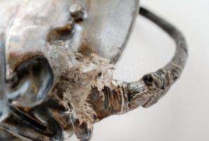 Szecessziós ón tálca, restaurált, hibás, 25×19 cm