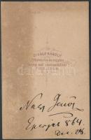 1864 Férfi fotója, keményhátú fotó Divald Károly eperjesi műterméből, hátulján feliratozva, 10×6 cm ...