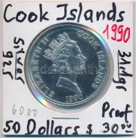 Cook-szigetek 1990. 50$ Ag "Amerika 500 éves" T:PP Cook Islands 1990. 50 Dollars Ag "500 Years of America" C:PP