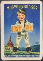 1943 Magyar világos sör (Kőbányai Polgári Serfőzde) reklám kártyanaptára, Piatnik kiadása, Budapest /  1943 Hungarian pale ale (CIvil Brewery of Kőbánya), commercial card calendar, published by Piatnik, Budapest