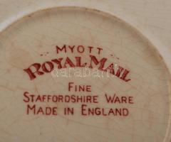 Myott Rayal Mail levonó képes süteményes tányér 2 db, lepattanással, hajszálrepedéssel, d:17 cm