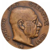 Beck Ötvös Fülöp (1873-1945) 1933. Pap Géza Br emlékérem. DOKTOR PAP GÉZÁNAK 1933 / ORSZÁGOS TÁRSADALOMBIZTOSÍTÓ INTÉZET (60mm) T:2,2- Hungary 1933. Géza Pap Br commemorative medallion. Sign.: Fülöp Beck Ötvös (60mm) C:XF,VF HPII 131.