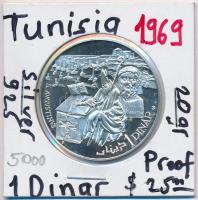 Tunézia 1969. 1D Ag "Habib Bourguiba" C:PP Tunisia 1969. 1 Dinar Ag "Habib Bourguiba" C:PP