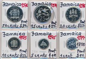 Jamaica 1973. 10c + 1974. 25c + 1975. 5c + 1976. 20c + 50c + 1977. 1c T:PP Jamaica 1973. 10 Cents + 1974. 25 Cents + 1975. 5 Cents + 1976. 20 Cents + 50 Cents + 1977. 1 Cent C:PP