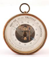 cca 1930 Antik asztali barométer, Klein Dezső, Budapest IV., Kecskeméti utca 14., m: 10,5 cm /  cca 1930 Antique table barometer, Dezső Klein, Budapest IV., Kecskeméti street 14., h: 10,5 cm