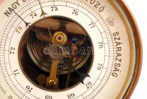 cca 1930 Antik asztali barométer, Klein Dezső, Budapest IV., Kecskeméti utca 14., m: 10,5 cm /

cc...