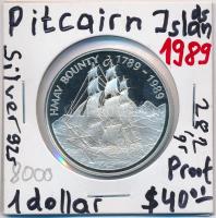 Pitcairn-szigetek 1989. 1$ Ag "HMAV Bounty" T:PP Pitcairn Island 1989. 1 Dollar Ag "H...