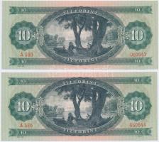 1969. 10Ft (2x) sorszámkövetők, nyomdai papírránccal T:I-,II