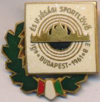 1961. "Női és ifjúsági sportlövő Európa Bajnokság - Budapest 1961." zománcozott fém jelvény (27x27mm) T:2