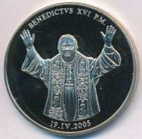 Vatikán 2005. "XVI. Benedek megválasztása" fehérfém emlékérem (33mm) T:PP ujjlenyomatos
Va...