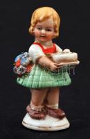 2 db porcelán figura(kislány ragasztott fejjel, elefánton lovagló kisfiú), m: 8 cm