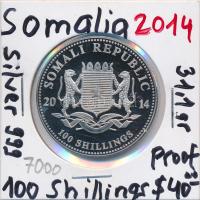 Szomália 2014. 100Sh Ag "Elelfánt" T:PP Somalia 2014. 100 Shillings Ag "Elephant" C:PP