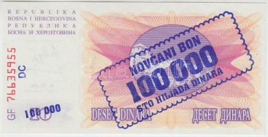 Bosznia-Hercegovina 1993. 100.000D T:I Bosnia and Hercegovina 1993. 100.000 Dinara C:UNC