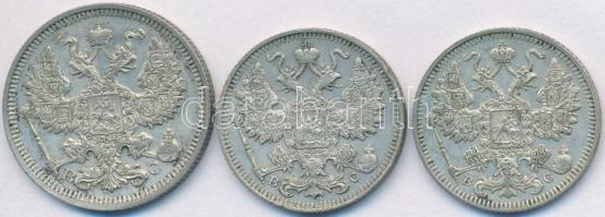 Orosz Birodalom 1914. 15k Ag + 20k Ag + 1915. 15k Ag T:2,2-
Russian Empire 1914. 15 Kopeks Ag + 20 K...
