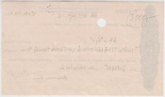 Budapest 1944. "Magyar Nemzeti Bank" kitöltött csekk lyukasztással érvénytelenítve T:I-