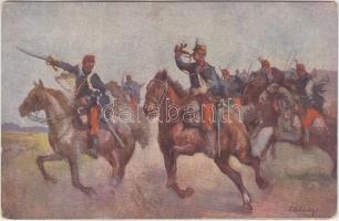 Rohamra! Hadisegélyező Hivatal kiadása/ WWI hussars attack s: Bélaváry