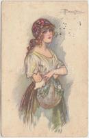 Lady, Italian art postcard, Anna &amp; Gasparini 497-6. s: Busi (fa)