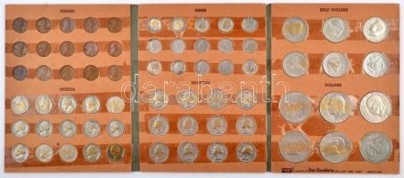 Amerikai Egyesült Államok 1937-2000. 1c-1$ 69db vegyes pénzgyűjtemény "Stock Book" érmetar...