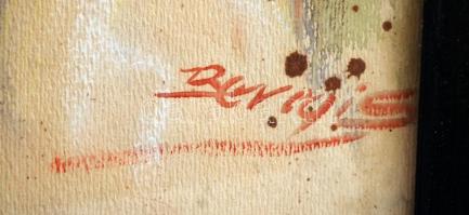 Beregis(?) jelzéssel: Fiatal lány portréja, akvarell, papír, üvegezett fa keretben, 43×29 cm