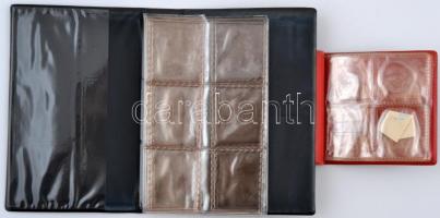 Kis alakú használt érmetartó album 16db férőhellyel + érmetartó album kihajtható berakólappal 36db f...