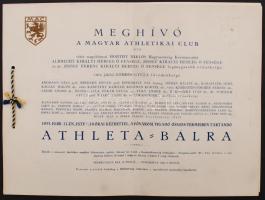 1933 Meghívó a Magyar Athletikai Club bálra, fővédnök vitéz jákfai Gömbös Gyula, 21x27cm