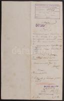 1915 Ő Felsége a Király nevében A Magyar Királyi Curia végzése telekkönyvi ügyben, száraz-pecséttel ...