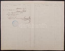 1914 Hivatalos úti-napló, az utazás részletezése és a költségek felszámítása, bélyegzővel ellátva