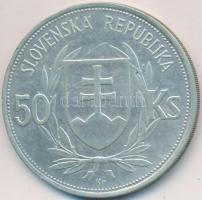 Szlovákia 1944. 50K Ag "Függetlenség 5. évfordulója" T:2-,3 ü. Slovakia 1944. 50 Korun Ag "5th Anniversary of Independence" C:VF,F ding