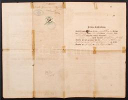 1862 Katonai elbocsájtó levél bánáti leglny részére, aki az olasz háborúkban is harcolt. (foszlásokk...