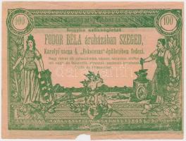 ~1920. Fodor Béla szegedi áruházának 100 koronás bankjegy imitációjú reklámja T:III- ragasztott