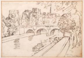 Szabó Vladimir (1905-1992): Paris 1959. Ceruza, papír, jelzett, üvegezett keretben, 22×30 cm /
Vladi...