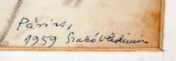 Szabó Vladimir (1905-1992): Paris 1959. Ceruza, papír, jelzett, üvegezett keretben, 22×30 cm /
Vladi...