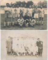 1926 Focicsapatok fotója,2db, az egyik feliratozva: "Postaanyagraktár futball csapata", névjegyzékkel, 9x14cm