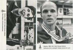 1980 Magyar olimpikonok az 1980-as Moszkvai Nyári Olimpiai Játékokról, 4db, 18x13cm