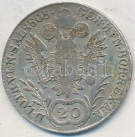 1805B 20Kr Ag "I. Ferenc" T:2- patina