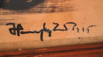 Haranghy Jenő (1894-1951): Kukás a lovával. Vegyes technika, papír, jelzett, papíron kisebb hibák, ü...