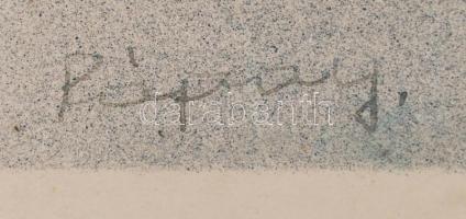 Pápay jelzéssel: Cicák kosárban, vegyes technika, papír, üvegezett fa keretben, 15,5×21,5 cm