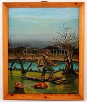 Rosta jelzéssel: olaj, fa, keretben, 31,5×26 cm