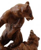 Zsolnay birkózó medvék (Markup Béla), kézzel festett, jelzett, hibátlan, m:30 cm/
Handpainted Zsolna...