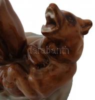 Zsolnay birkózó medvék (Markup Béla), kézzel festett, jelzett, hibátlan, m:30 cm/
Handpainted Zsolna...