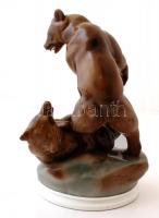Zsolnay birkózó medvék (Markup Béla), kézzel festett, jelzett, hibátlan, m:30 cm/
Handpainted Zsolna...