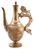 Díszes keleti motívumos fém kiöntő, fedéllel, m: 20,5 cm