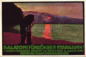 Balatonfüred, 'Balatoni fürdőkben nyaralunk! Minden fürdőről szívesen ad értesítést a Balatoni szövetség' reklám